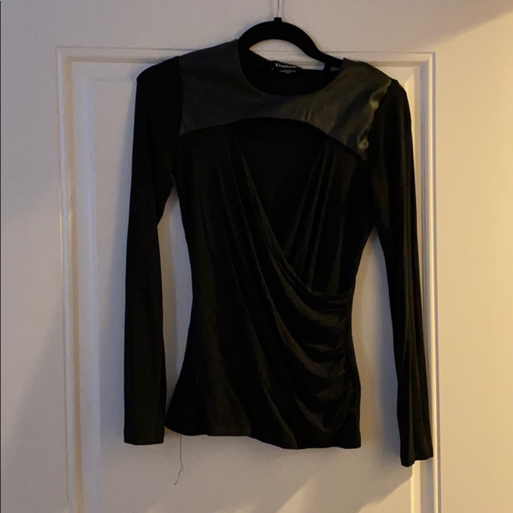 Black sexy shirt with leather cutout front